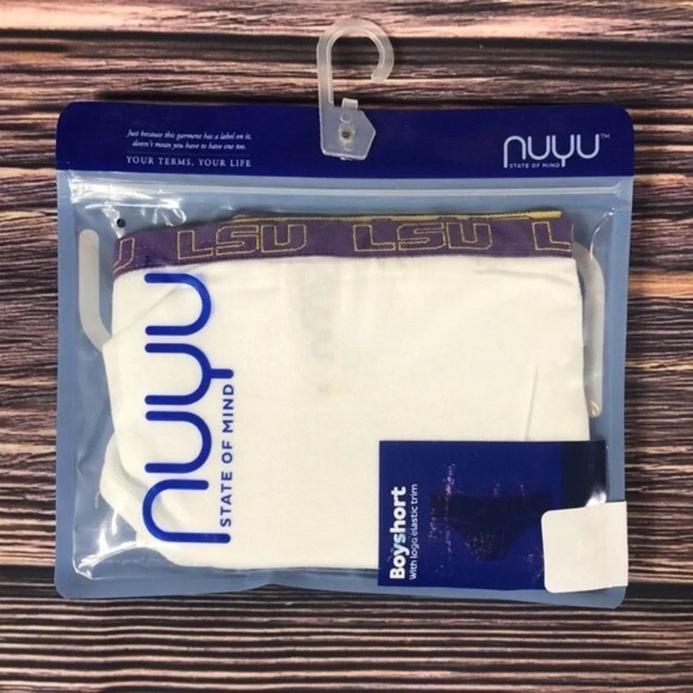 NUYU LSU Tigers Louisiana State University White Purple Boyshort Underwear Small